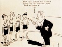 Der Radsportlehrer in einer Karikatur von Howard Freeman