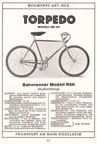 Katalogabbildung Torpedo, das Traumrad für Bahnfahrer 1913